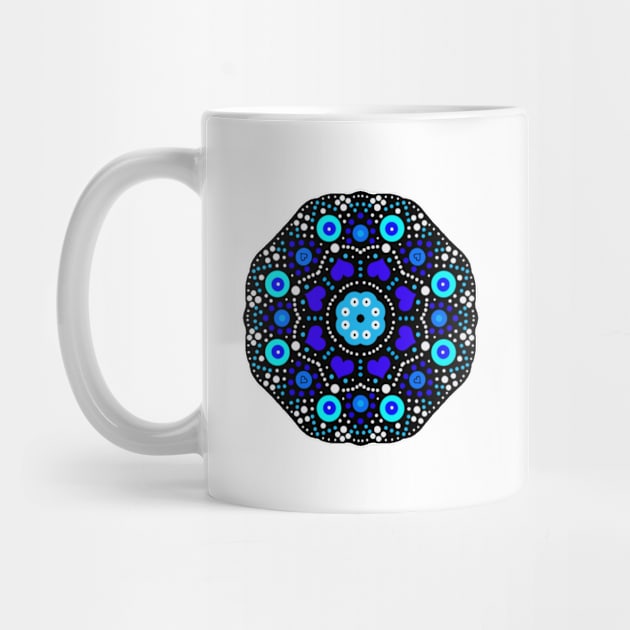 Circular Mandala Blue-White by GermainArtistry